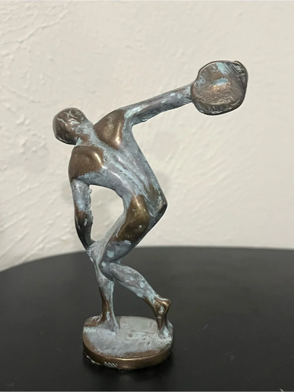 Bronze-Tone Patina Discus Athlete Statue - Men disc Inspired